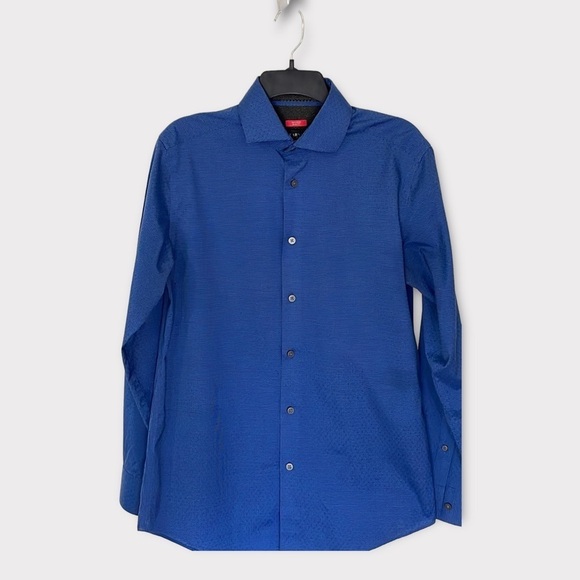 Kenneth Cole Awearness Blue Diamond Plaid Long Sleeve Button Down Size 15 1/2 - Picture 2 of 5